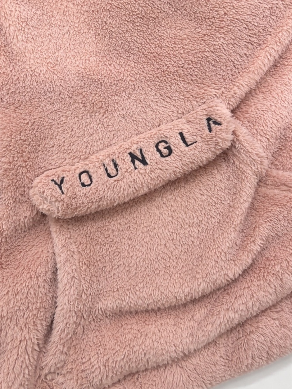 YoungLa Kangaroo Teddy Fleece Sherpa Hoodie Salmon Pink Men's XL - Picture 3 of 8